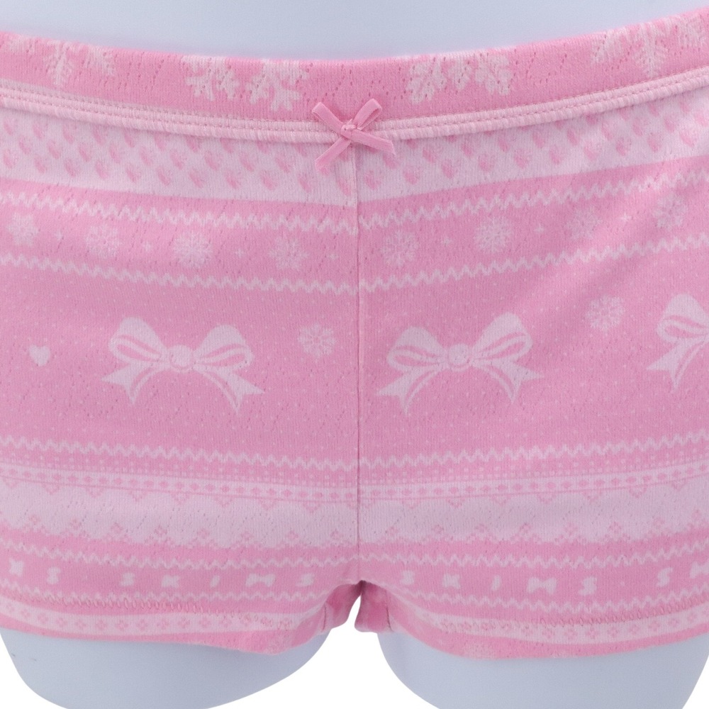 SKIMS Pink Pointelle Sleep Set S Bow Print Henley Top Shorts Lounge Pajamas - Picture 5 of 8